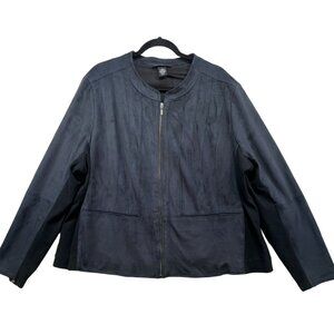 Lane Bryant Womens  Faux Suede & Knit Zip Front Jacket Plus Size 26 Black Gray